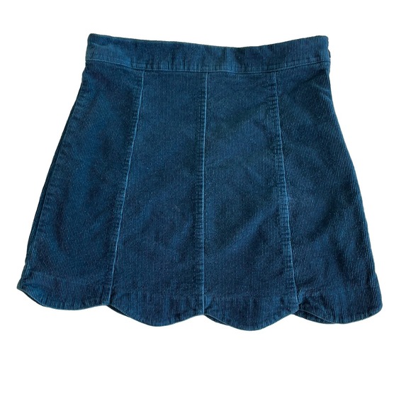Altar'd State Dresses & Skirts - Alter'd State Size Small Blue Courderoy Mini Skirt Scalloped Dark Academia Boho